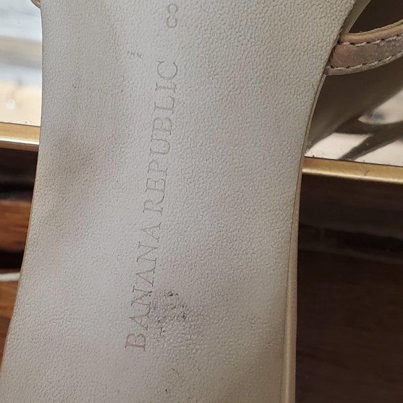 Banana Republic Beige Basket Weave Heeled Sandles size 8m - Like New - Picture 8 of 12